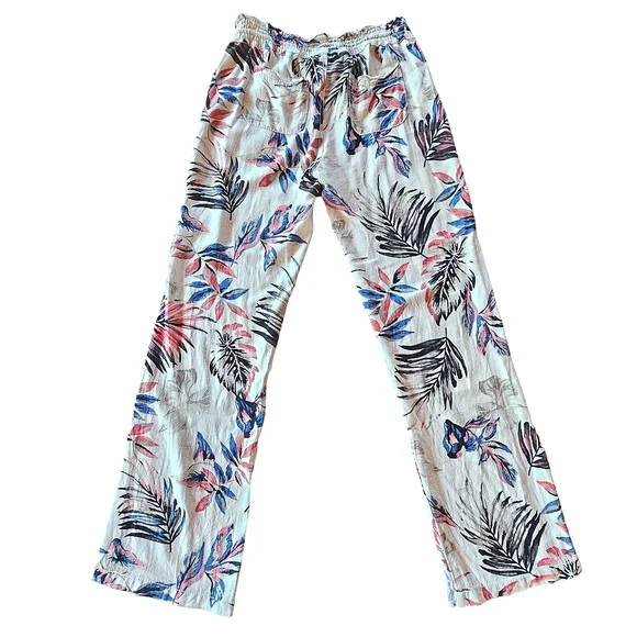 CALI 1850 Los Angeles Tropical Print Linen Blend Lounge Pants Size M - Picture 4 of 15